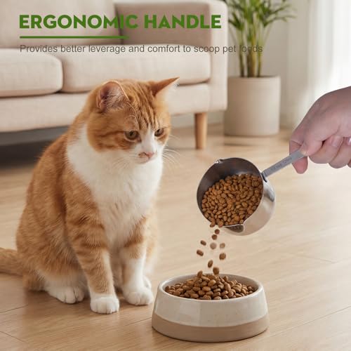 Dog Food Scoop 1/2 Cup Stainless Steel Measuring Cups Metal Pet Scooper with Inner Precision Scale Measurement for Wet Dry Dog Food (1/2 CUP) - size: 1/2 CUP
