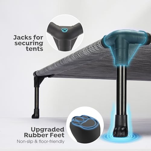 Veehoo 2-Pack Raised Dog Beds - Cooling Portable Pet Cot with No-Slip Feet, Breathable Mesh, Size 42" x 30", Black Silver, CWC1803-L - color: 2Packs- Black Silver, size: 42.0"L x 30.0"W x 7.0"Th