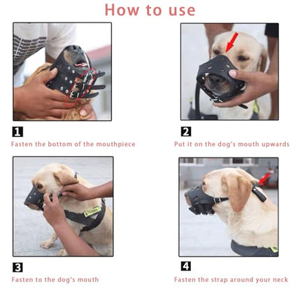Dog Muzzle Leather, Comfortable and Safe Anti-Barking Leather Dog Muzzle, Breathable and Adjustable, Anti-Bite, Anti-Barking, Anti-Chewing, Suitable for Small, Medium and Large Dogs - size: M
