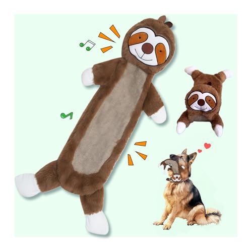 Crinkle Squeaky Dog Toys for Aggressive Chewers, Less Stuffed Dog Toy to Keep Them Busy, Plush Interactive Pet Toys for Dogs, Tough Chew Toys for Small Medium Large Dogs - color: Sloth