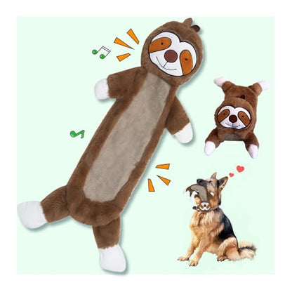 Crinkle Squeaky Dog Toys for Aggressive Chewers, Less Stuffed Dog Toy to Keep Them Busy, Plush Interactive Pet Toys for Dogs, Tough Chew Toys for Small Medium Large Dogs - color: Sloth
