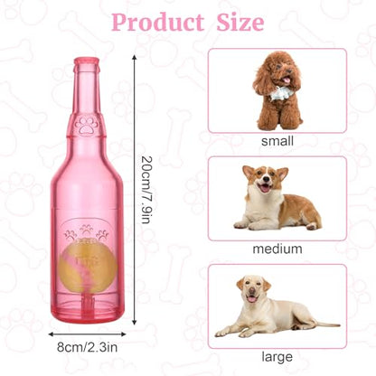 Water Bottle Dog Toy for Aggressive Chewers,Ball in Bottle Rubber Dog Toy,Cute Interactive Pet Rubber Cruncher for Dogs Aggressive Chewers Large/Medium/Small(Pink) - color: Pink