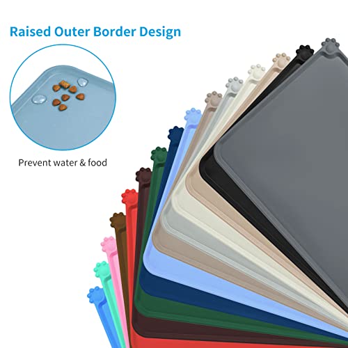 AUDWUD Silicone Waterproof Pet Feeding Mats,Anti Slip Bowl Pad,Dog Mat for Food and Water - color: Slate, size: 18.5" x 11.5"