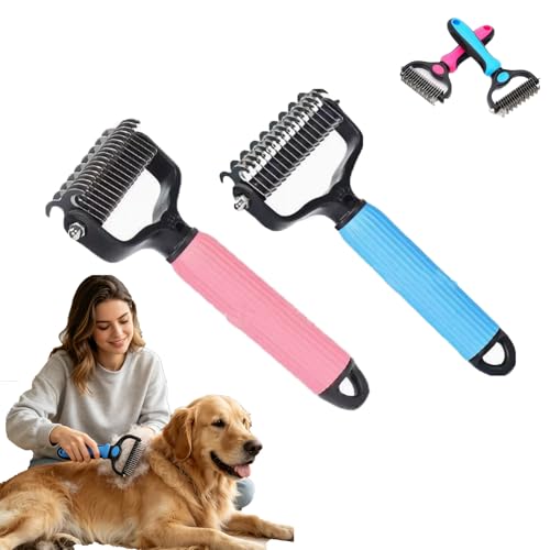 Pet Grooming Brush – Double Sided Undercoat Rake & Dematting Comb For Dogs And Cats, Detangling Tool For Matted Fur, Ideal For Medium Or Long Haired Breeds (2Mix, Small) - color: 2Mix, size: Small