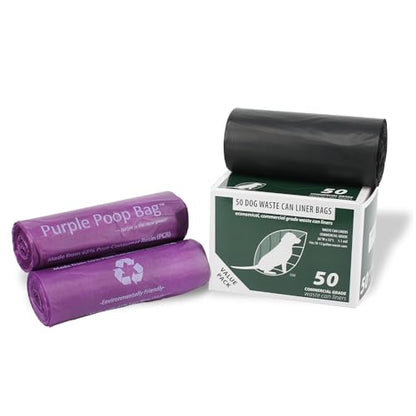 Rust-Proof, Aluminum Dog Pet Waste Station Outdoor. Poop Bag Dispenser, Cute Purple Dog Sign & Post, Large Lidded Trash Can, 400 Bags & 25 Can Liners. Purple & Black - color: Purple | Matte Black