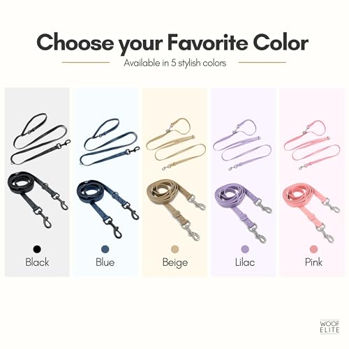 Hands-Free Waterproof Dog Leash, Adjustable Waist & Crossbody Dog Leash for Running, Walking & Hiking (Black, 8 FT) - color: Black, size: 8 FT
