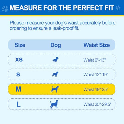 Wowflash 100 Count Male Dog Diapers Disposable, Leakproof Dog Wraps with Wetness Indicator, Breathable Quick-Dry, Secure Fit Doggy Belly Bands for Incontinence, Marking & House Training, Medium - size: Medium