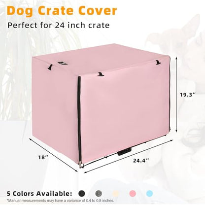 X-ZONE PET Double Door Dog Crate Cover - Polyester Pet Kennel Cover Fits 24 inches Wire Dog Cage Pink - color: Pink, size: 24.0"L x 18.0"W x 20.0"H