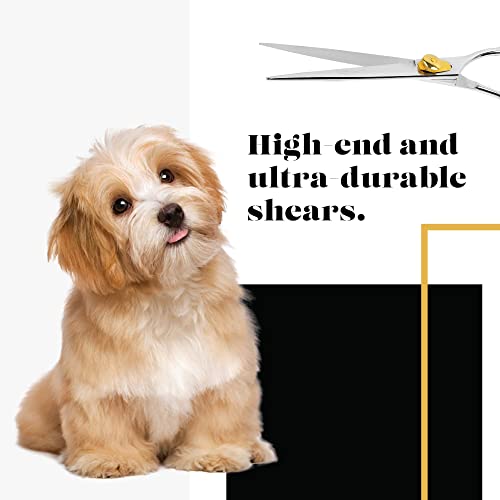 Sharf Gold Touch Pet Grooming Shear | Straight Cat & Dog Grooming Scissors | 6.5 Inch | 440c Japanese Stainless Steel Pet Dog Shearing Scissors | Animal Shears with Removable Comfort Rings - size: 6.5 Inches, style: Straight Scissors - Blunt Tip