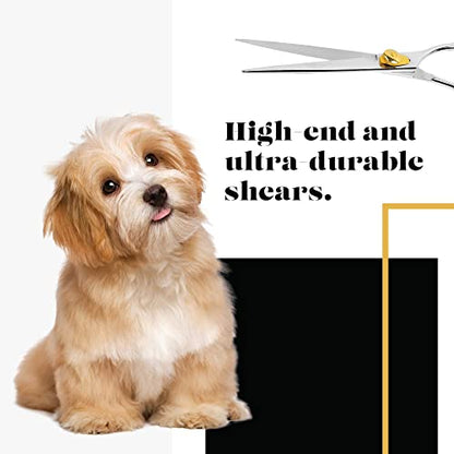 Sharf Gold Touch Pet Grooming Shear | Straight Cat & Dog Grooming Scissors | 6.5 Inch | 440c Japanese Stainless Steel Pet Dog Shearing Scissors | Animal Shears with Removable Comfort Rings - size: 6.5 Inches, style: Straight Scissors - Blunt Tip