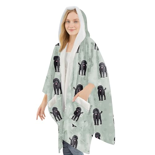 E&S Pets Sherpa Wearable Blanket Hoodie for Women – Soft Fleece Snuggs Wrap – 32 Dog & Cat Breeds – Warm Pet Lover Gifts - color: Labradoodle