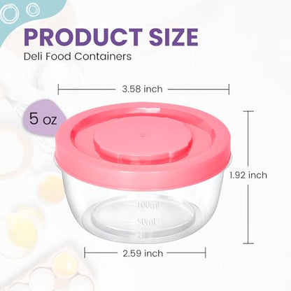 TOFLEN Reusable Small Freezer Containers 5 Oz Plastic Food Storage Containers with Screw On Lids, Leakproof & Airtight, Freezer Safe, Dishwasher Safe, Set of 12 Multicolor - size: 5 oz*12