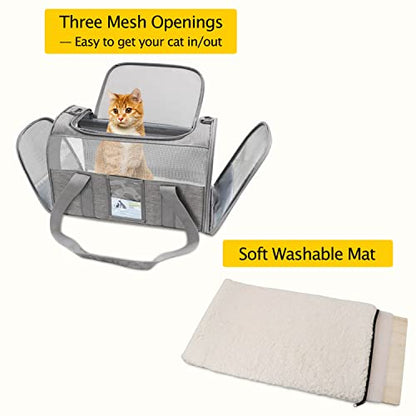 Refrze Cat Carrier,Dog Carriers for Small Dogs Medium Cats Pet Carrier up to 15 Lbs, TSA Airline Approved Cat Carrier Soft, Cat Dog Crate Travel Bag,Grey - color: Grey, size: 17.0"L x 12.0"W x 11.0"H
