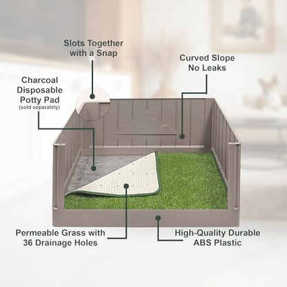 Dog Grass Pad with Tray, Indoor Dog Potty, Litter Box with High Walls, Artificial Grass for Dogs, Pee Pad Holder, Potty Training Tray with Reusable Turf Patch, for Apartments & Balconies
