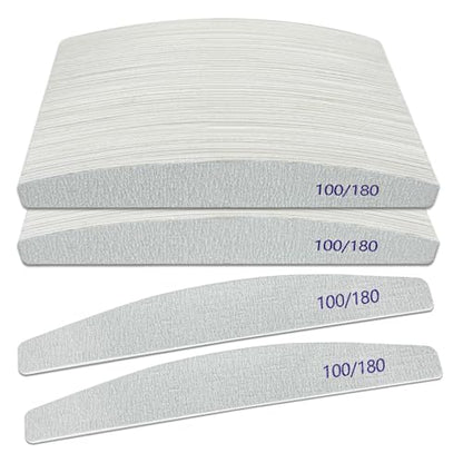 Nail Files (100 Pack), 100/180 Grit Wooden Emery Board Nail File Double Sided Wood Emory Fingernail Files for Natural Nails Professional Reusable Manicure Pedicure Curved