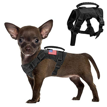 Tactical Service Dog Vest Harness, Outdoor Training Military K9 Patrol Dog Vest Adjustable Tactical Puppy Harnesses with Handle (XS, Black) - color: Black, size: X-Small (Pack of 1)