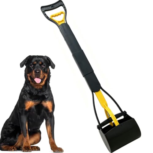 ienjoyed 32" Large Dog Pooper Scooper for Large Dogs Heavy Duty, Non-Breakable Dog Poop Scooper with Wide Handle for Grass, Gravel, Durable Dog Poop Pick Up Tool, Long Handled Poop Grabber | 32-inch Long Handle - color: 32-inch(Yellow)