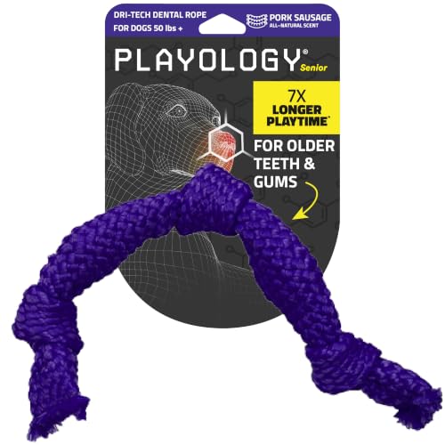 Playology Dog Toys | Dri-Tech Dental Rope Toy for Large Senior Dogs, Gentle on Teeth | Pork Sausage Scented Jumbo Toy | Dog Rope for Tug of War - size: Jumbo Rope, style: Pork Sausage
