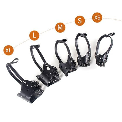 Soft PU Leather Dog Muzzles for Small Medium Large Dogs,Ajustable Breathable Dog Mouth Guard Cover to Prevent Biting Barking Chewing (Black, 5#XL) - color: Black, size: 5#XL