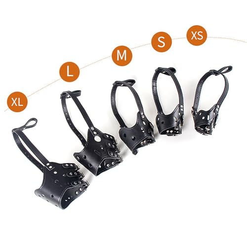 Soft PU Leather Dog Muzzles for Small Medium Large Dogs,Ajustable Breathable Dog Mouth Guard Cover to Prevent Biting Barking Chewing (Black, 4#L) - color: Black, size: 4#L