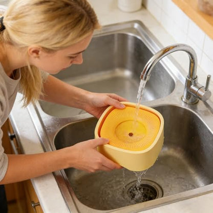 Spill Proof Dog Water Bowl - 37oz Large Capacity No Drip Pet Dish, Safety Foam in the Dog Bowl, No Spill Bowl for Elevated Design Mess Proof is Easy to Clean, is Suitable for All Pets (Yellow) - color: Yellow