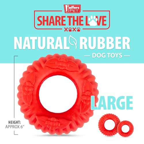Jeffers Pet Natural Rubber Dog Chew Toy – Red Virgo, Large - Vanilla Scent, Durable, Non-Toxic, Dishwasher Safe, Interactive Fetch & Tug Toy - Perfect for Training Medium Chewers