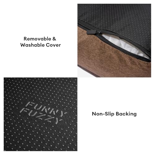 FUNNY FUZZY Orthopedic Dog Bed for Large Sized Dogs 47x37Inch, Memory Foam Dog Sofa Bed, Calming Washable Pet Couch, Joint Support Large Dog Bed Mat, Pet Bed with Non Skid Bottom(Brown, XXX-L) - size: XXX-Large