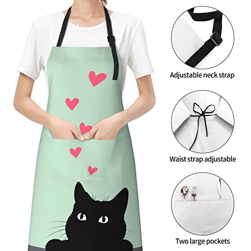 Perinsto Dog Cat Pets Cute Animals Waterproof Apron Bibs for Grooming Kitchen Cooking Baking Painting Gardening - color: Funny Cat (Love)