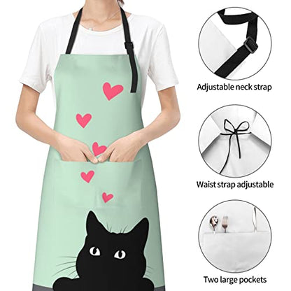 Perinsto Dog Cat Pets Cute Animals Waterproof Apron Bibs for Grooming Kitchen Cooking Baking Painting Gardening - color: Funny Cat (Love)