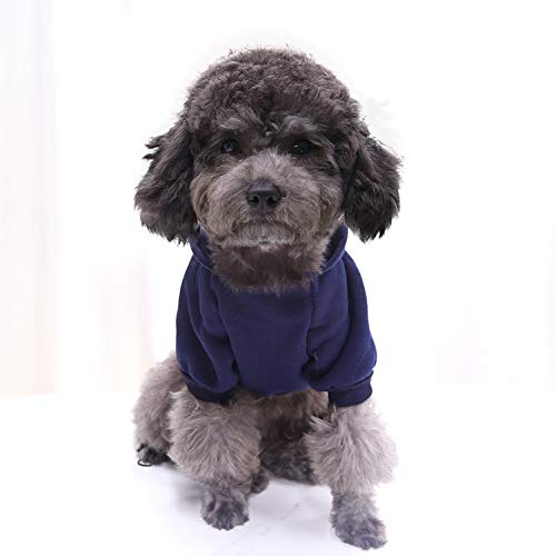Idepet Pet Dog Hoodies Dog Clothes for Small Dogs Vest Chihuahua Clothes Warm Coat Jacket Autumn Puppy Outfits Cats Dogs Clothing(S, NavyBlue) - color: NavyBlue, size: Small