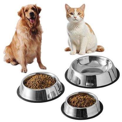 Stainless Steel Dog Bowl, Durable Steel Pet Bowl for Dogs, Non-Slip Bowls for Pets