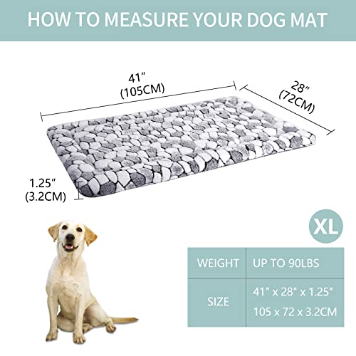 VANKEAN Dog Crate Pad Bed Mat Reversible (Warm & Cool), Soft Pet Sleeping Mat Dog Bed for Crate Suitable for Small to XX-Large Dogs and Cats, Machine Washable Crate Beds, Grey Stone Pattern - size: X-Large