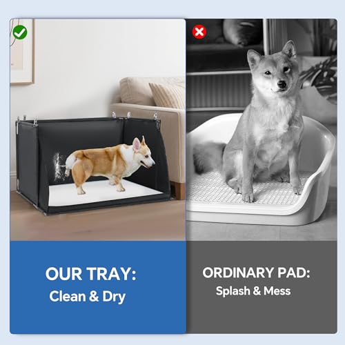 MABOZOO Dog Pee Pad Holder with High Walls, Foldable Dog Litter Box Potty Shields Indoor Potty for Small and Medium Pets, No Spill Pee Pad Holder Tray for Doggy Work (24x24x17.7 in). Patent Pending - size: 18x24x24in