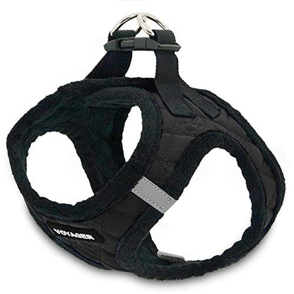 Voyager Step-In Plush Dog Harness – Soft Plush, Step In Vest Harness for Small and Medium Dogs by Best Pet Supplies - Harness (Black Faux Leather), M (Chest: 16 - 18") - color: Harness (Black Faux Leather), size: M (Chest: 16 - 18")