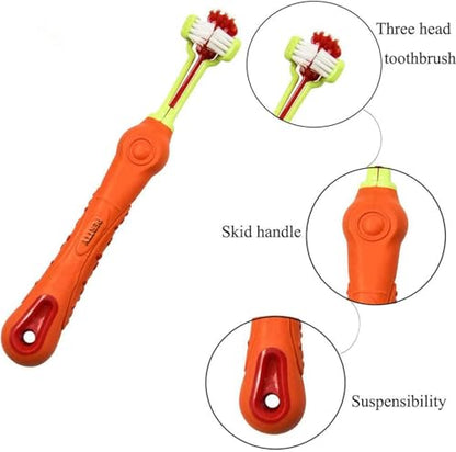 Orgrimmar 8 Pcs 3-Sided Pet Toothbrush Dog Cat Mouth Dental Teeth Care | Pet Brush for Bad Breath Tartar Cleaning - color: Multicolor-8