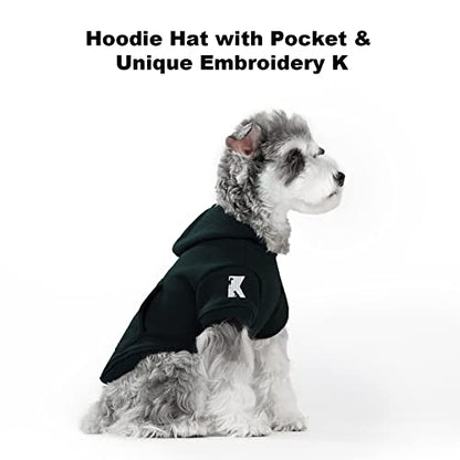 Koneseve Dog Hoodie Fleece Puppy Clothes Warm Sweater with Hat for Small Dogs Cat Hooded Shirt Kitten Pet Basic Sweatshirt with Pocket Doggie Soft Winter Coat Apparel (Green; S) - color: Green, size: S-(2~7lb) | Chest(~13")