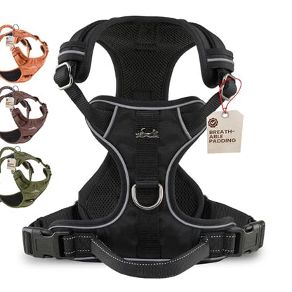 Freudentier No Pull Dog Harness with Handle – Soft Breathable Mesh Padding, Front & Back Clips, Adjustable & Reflective Front Range Harness for Small, Medium & Large Dogs (Black, XS) - color: Black, size: XS