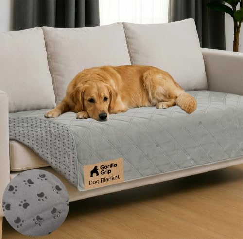GORILLA GRIP® Waterproof Dog Blanket, Leakproof Couch Cover for Dogs, Silicone Grip Backing, Protects Sofa, Sectional, Bed, Crate, Car & RV, Tear-Resistant Washable Pet Blanket, 30x70 Light Gray - color: Light Gray, size: 30" X 70"