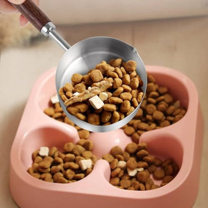 Kichwit Dog Food Scoop, 1 Cup, 304 Stainless Steel Pet Food Scoop Measuring Cup with Wooden Handle (1 Cup) - size: 1 Cup