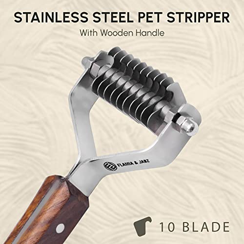 Flamia & Jabz Undercoat Rake for Dogs & Cats, Dematting Grooming Stripper Tool (10 Blades) - size: 10 Blades