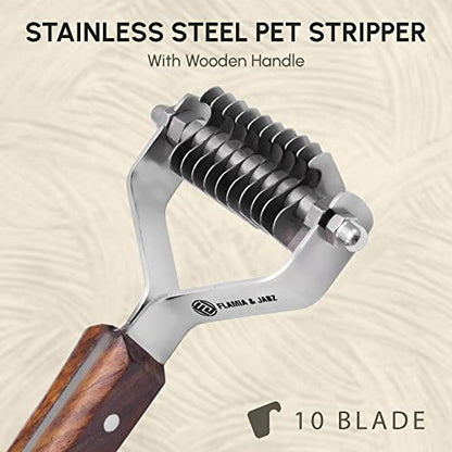 Flamia & Jabz Undercoat Rake for Dogs & Cats, Dematting Grooming Stripper Tool (10 Blades) - size: 10 Blades