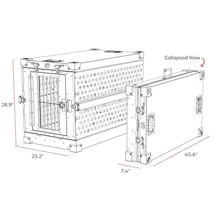 K9 Kennel Boss Aluminum Collapsible Dog Crate, Heavy Duty Folding Kennel - Medium-Long (Tan) - color: Tan, size: 40.6"L x 25.2"W x 28.9"H