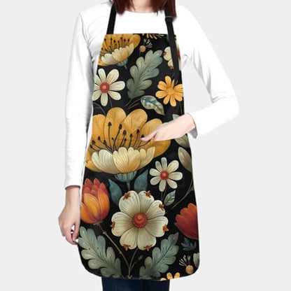 Sweetshow Cute Dog Apron with 2 Pockets and Adjustable Neck Waterproof Kitchen Cooking Dog Grooming Aprons for Women Men - color: Flower