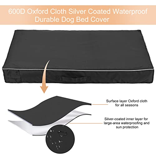 Chinchilla Waterproof Heavy Dog Bed Cover Washable, with Zipper Opening Fillable Universal Dog Bed Replacement Cover.Cover Only (XXXX-Large, Black) - color: Black, size: XXXX-Large(48" L × 36" W × 4" H)