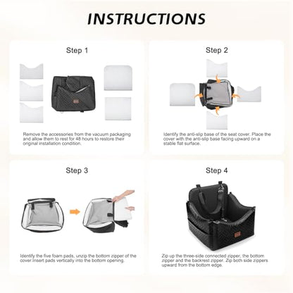 JOEJOY Dog Car Seats for Small Medium Dogs Under 35lbs, Waterproof PU Leather Dog Booster Seat with Detachable Cover, Thickened Memory Foam Pet Car Seat with Safety Belt and Storage Pockets - color: Black