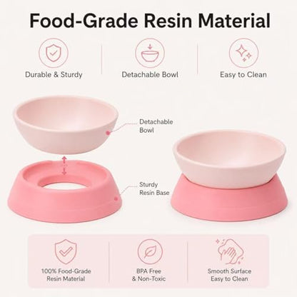 DZXZY French Bulldog Food Bowl, Slanted Tilted Pug Dog Bowl,Non-Slip Pet Feeder for Frenchie, Shih Tzu, Flat Faced Small Dogs, Puppies,Cat(Pink, M -2 Cup) - color: Pink, size: M -2 Cup