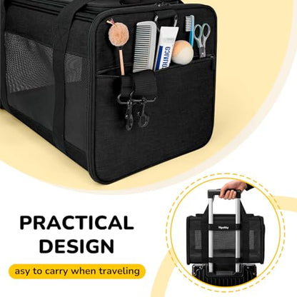 Hipubby Cat Carrier Dog Carrier for Pets Up to 16 Lbs, Soft-Sided Pet Travel Carrier for Cats and Small Dogs, Airline Approved Pet Carrying Case with Shoulder Strap & Removable Mat - Black - color: Black