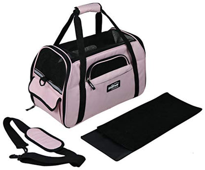 EliteField Soft Pet Carrier (3 Year Warranty, Airline Approved) Soft Sided Dog Puppy Cat Carrier Travel Bag (X-Large: 21" L x 12" W x 13" H, Pink) - color: Pink, size: 21.0"L x 12.0"W x 13.0"H