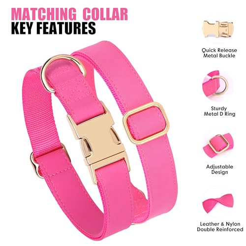 PET ARTIST Soft PU Leather Dog Collar, Bright & Stylish Hot Pink Dog Collar Girl with Quick Release Rose Metal Buckle, Nylon Padded Durable Pet Collars Adjustable for Small Dogs, Neck Fit 9-14" - color: Hot Pink, size: S: Fit 9-14" Neck(10-20 lbs)