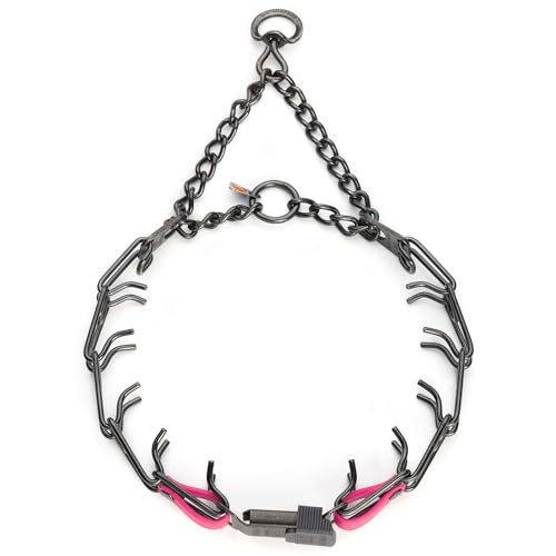 Herm Sprenger Black Stainless Steel Dog Collar with Quick Release ClicLock Buckle and Biothane Insert Training Collar Made in Germany (Passionfruit Pink, 23in x 3.2mm(Neck Size up to19-20in)) - color: Passionfruit Pink, size: 23in x 3.2mm(neck size up to1
